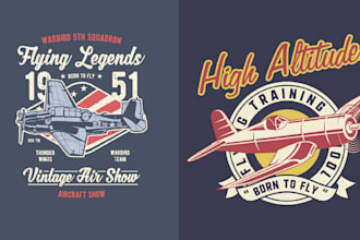 design retro t shirt airplane fighter jet logo