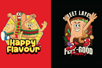make unique cartoon burger delicious food logo