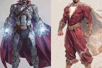 create scifi, fantasy, superhero character design
