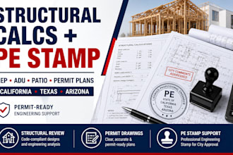 structural engineer calculations mep adu patio california texas arizona pe stamp