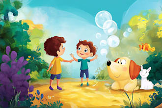 illustrate children story book illustration, kids story book