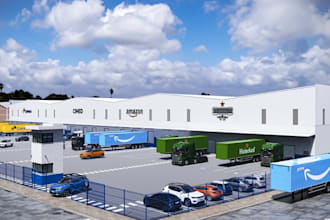renovate 3d warehouse, logistics center, factory,any exiting industrial building