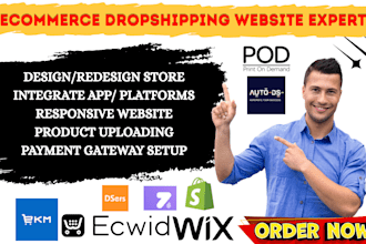 build bigcommerce ecwid ekm dropisipping website store connect avasam printful
