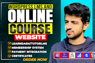 develop an course website, lms system, tutor lms, learn dash, membership website