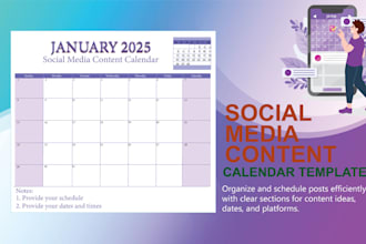 modify custom content calendar for social media, school, or business