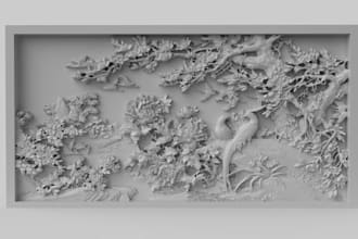 create bas relief design for decor,ornamental sculpture,vcarve,cnc print,stl,obj