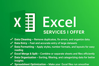 clean , format ,merge , split excel data