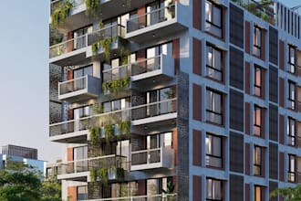 do exterior model in sketchup, photo realistic render in d5 and lumion