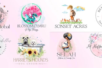 do watercolor feminine beauty cosmetic floral logo design
