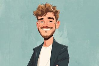 make an cartoon design in vintage style