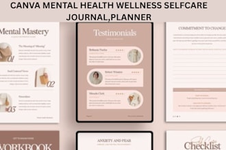design canva mental health selfcare wellness nutritionplanner journals templates