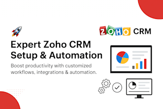 setup zoho CRM with custom fields, dashboard, automation, workflows, integration