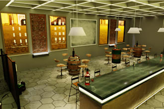 design 3d architectural commercial exterior and restaurant interior rendering