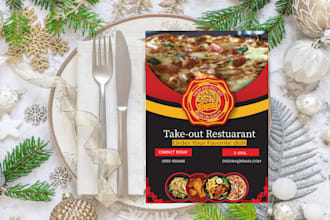 do restaurant menu, catering flyer, postcards and food menu