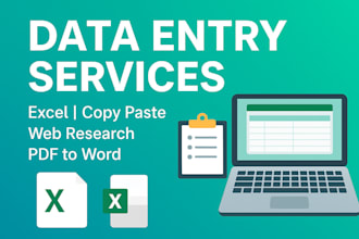 do accurate data entry, copy paste, excel, and web research