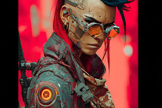 illustrate you as a cyberpunk style character