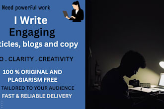 write professional SEO articles, blogs and scripts for anything