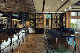 visualize 3d restaurant design,3d interior cafe, bar,coffee shop render, eatery