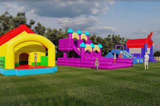 design 3d family fun, water sports, sports outlet, gym, interior and exterior