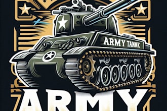 design high quality army tank vintage logo with t shirt design