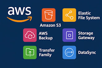 configure AWS backup, storage gateway, s3, elastic file system, and datasync