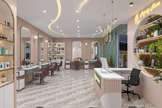 remodel commercial building,cgi interior, beauty salon,retail store,3d floorplan