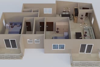 render 3d floor plans with realistic interiors