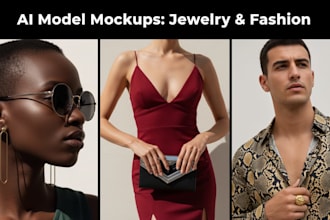mockup jewellery earrings necklace wristband ring clothing on realistic ai model