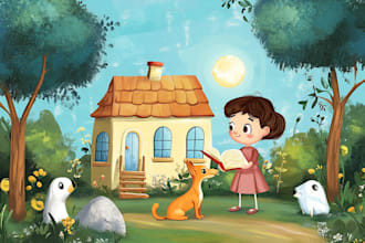 llustrate children story book illustration, kids story book