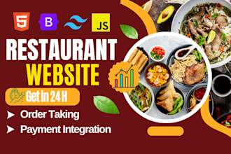 modern restaurant website for business HTML, tailwind CSS js