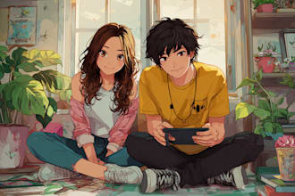 design original anime couple art commissions