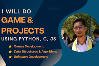 do c, cpp, python programming projects and game for you