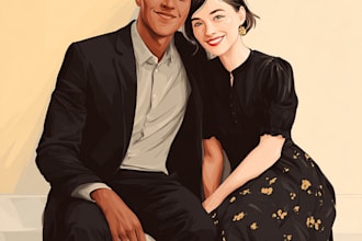 draw couple portrait illustration from photo