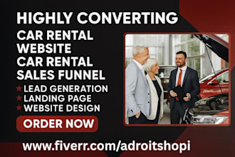 design car rental website generate car sales auto rental leads via sales funnel