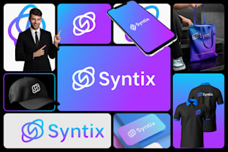 design modern saas tech startup software technology logo and branding kit