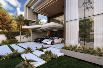 remodel modern scandinavian contemporary luxury house exterior,balcony rendering