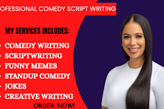 ghostwrite comedy script, comedy writer, script writing, funny, movie script
