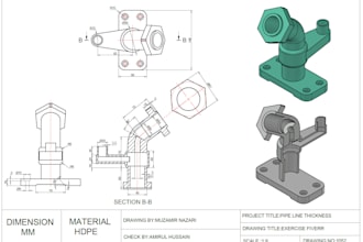 draft mechanical drawings and technical details in 3d autocad