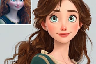 make a beautiful portrait in disney cartoon