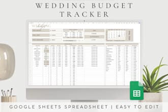 design wedding planner spreadsheet, budget planner, wedding google sheet tracker