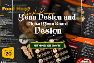 professional creative menu design for restaurants, cafe, bar