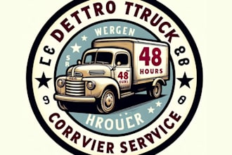design retro truck courier service logo