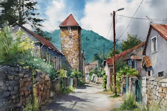 draw original watercolor landscape or architecture art