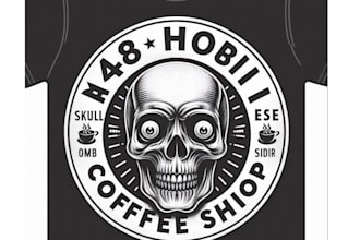 make vector t shirt skull coffee shop logo