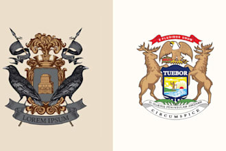 create vintage lion bird coat of arms logo