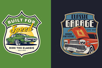 do vintage classic car t shirt logo design