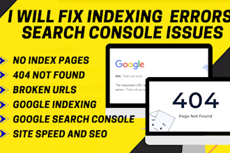 fix 404,403 errors, website SEO, google indexing, search console, site speed