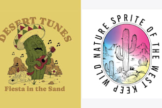 design vintage guitar t shirt cactus logo