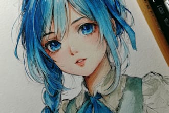 make a digital watercolor character art