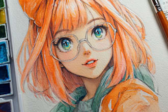 create watercolor illustrations for stickers and cliparts